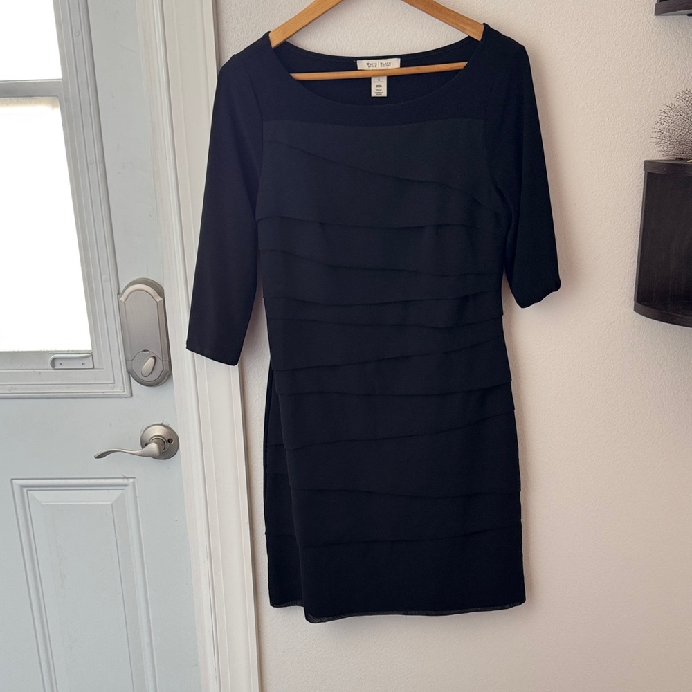 • White House Black Market • 3/4 Sleeve Black Dress